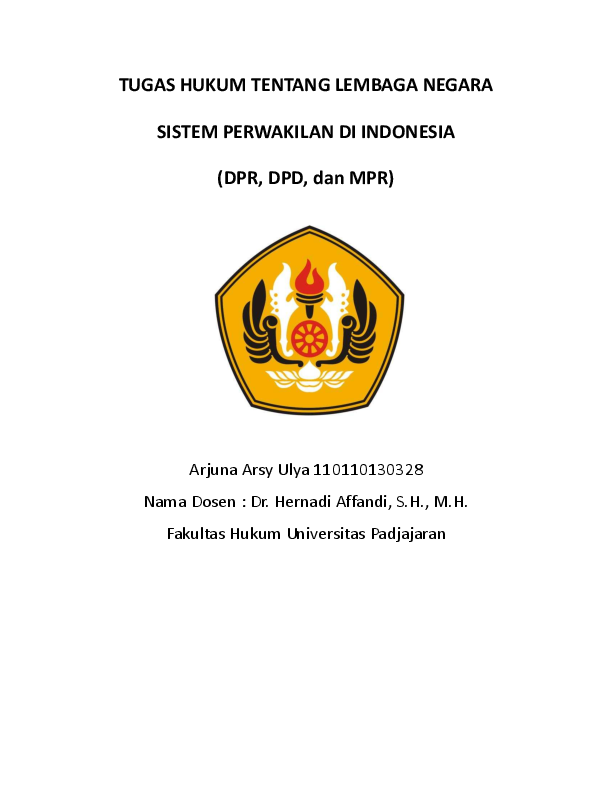(PDF) Sistem Perwakilan di Indonesia (DPR, DPD, dan MPR)