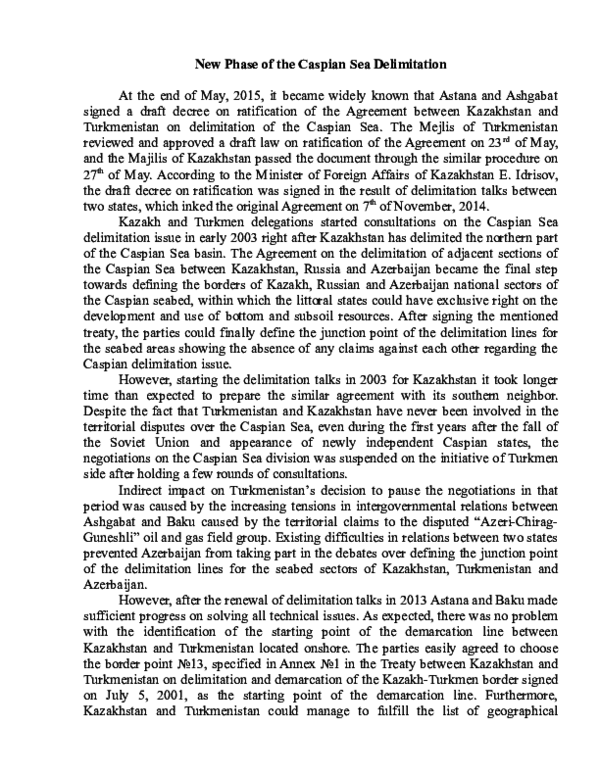 (DOC) New Phase of the Caspian Sea Delimitation