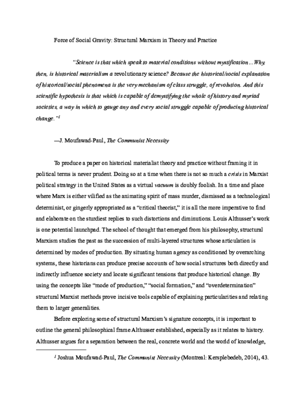 (PDF) Force of Social Gravity: Structural Marxism in Theory and Practice