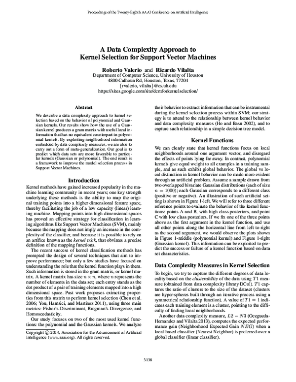 (PDF) A Data Complexity Approach to Kernel Selection for Support Vector ...