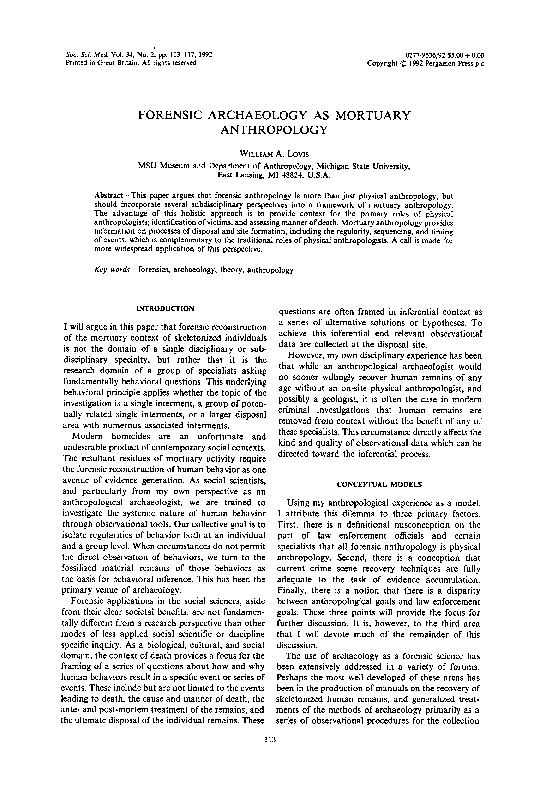 (PDF) Forensic archaeology as mortuary anthropology