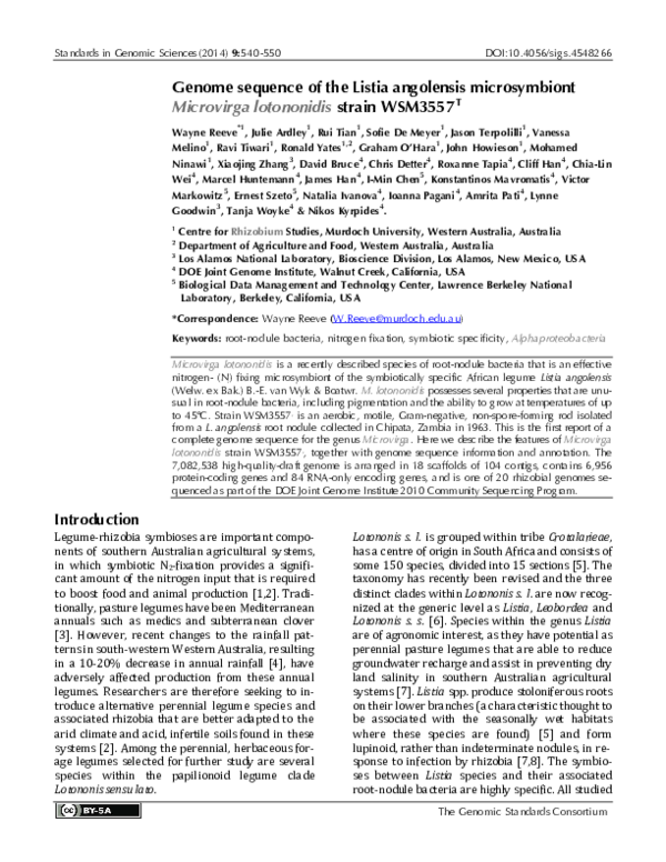 (PDF) Genome sequence of the Listia angolensis microsymbiont Microvirga