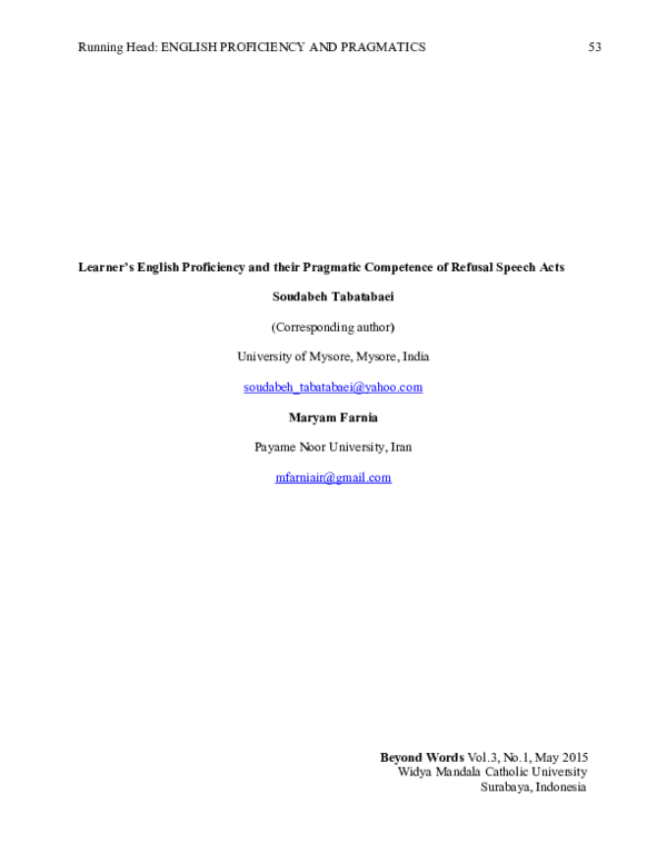 (PDF) Learner’s English Proficiency and their Pragmatic Competence of ...