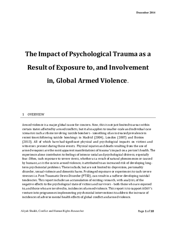 (PDF) The Impact of Psychological Trauma as a result of exposure to ...