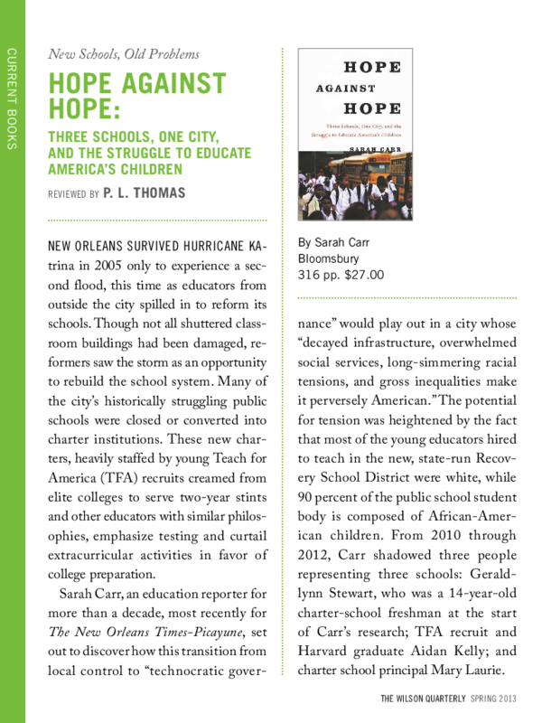 (PDF) Review Hope Against Hope Paul Thomas Academia.edu