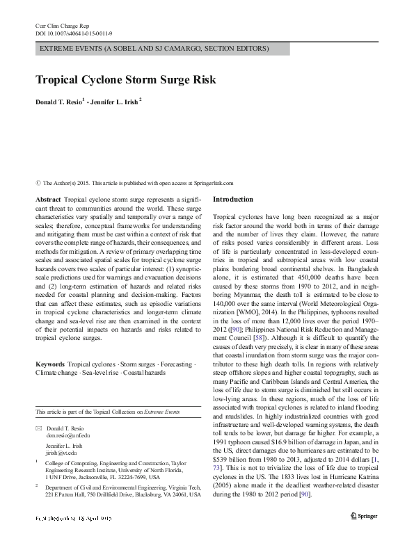 (PDF) Tropical Cyclone Storm Surge Risk