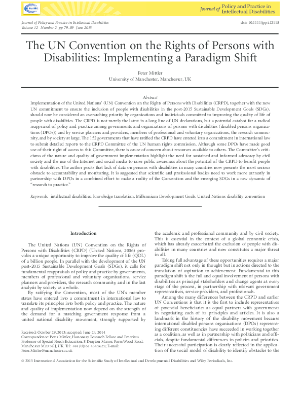 (PDF) The UN Convention on the Rights of Persons with Disabilities ...