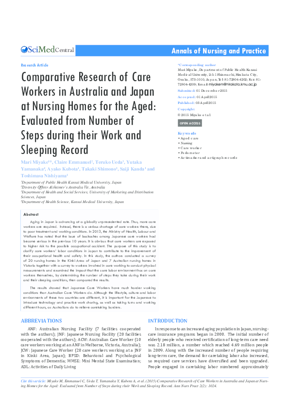 (PDF) Comparative Research of Care Workers in Australia and Japan at ...