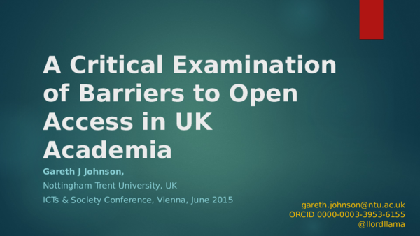 (PPT) A Critical Examination of Barriers to Open Access in UK Academia