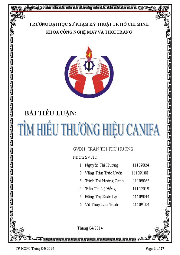 First page of “Bài tiểu luận marketing”