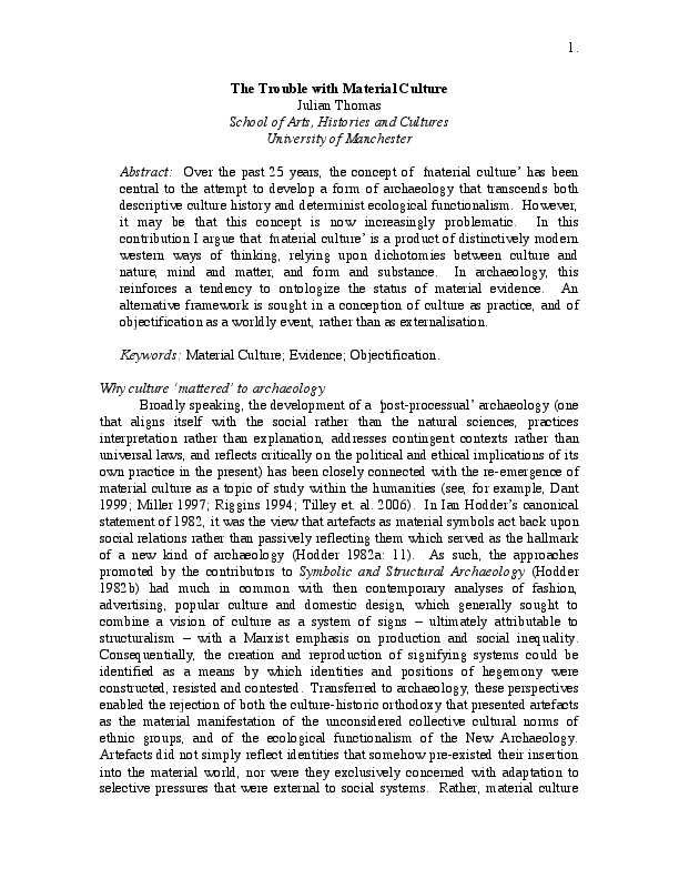 (PDF) The trouble with material culture. 2007 Journal of Iberian