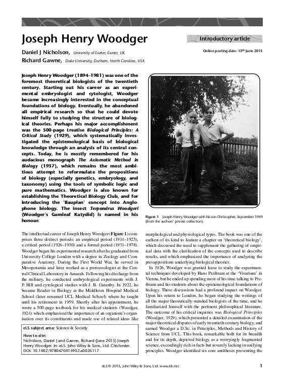 (PDF) Joseph Henry Woodger