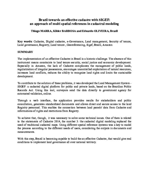 Land Registry Restrictions >> Brazil Towards An Effective Cadastre With Sigef An Approach Land Registry Restrictions >> Brazil Towards An Effective Cadastre With Sigef An Approach