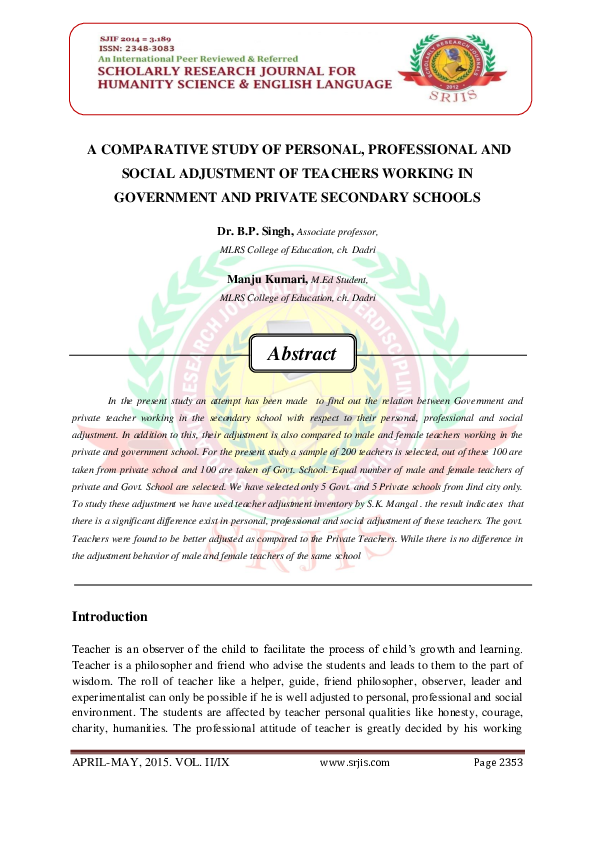 (PDF) A COMPARATIVE STUDY OF PERSONAL, PROFESSIONAL AND SOCIAL ...