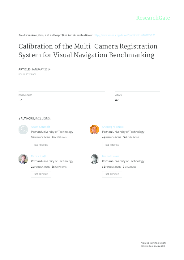 (PDF) Calibration of the Multi-Camera Registration System for Visual ...