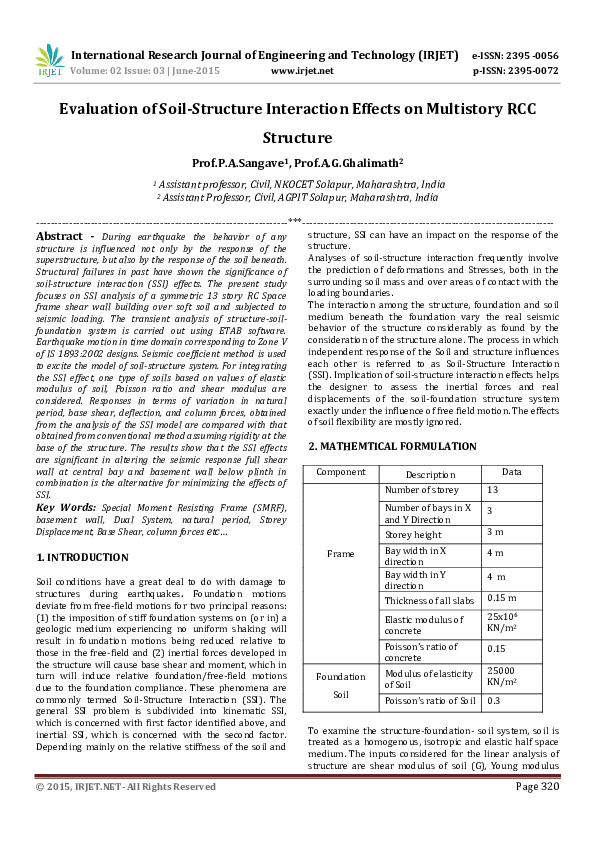 (PDF) IRJETEvaluation of SoilStructure Interaction Effects on