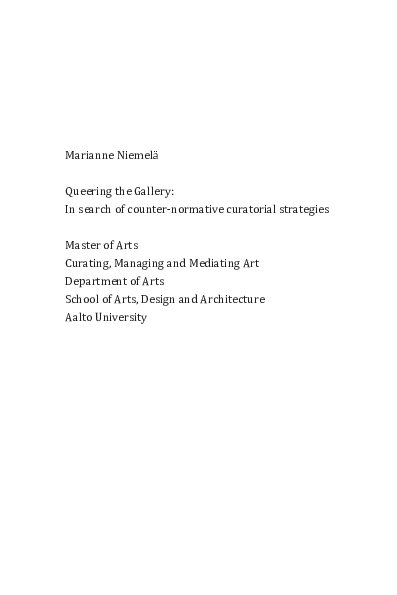 (PDF) Queering the Gallery: In search of counter-normative curatorial ...