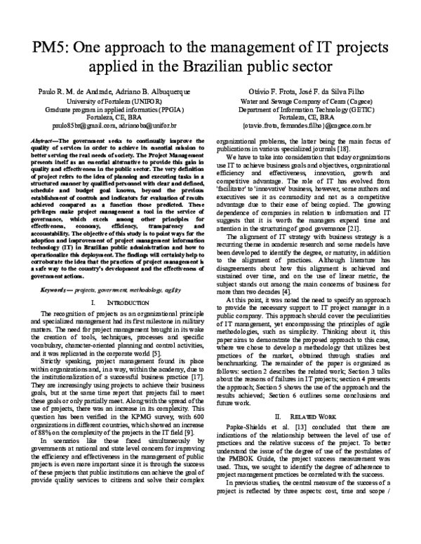 (PDF) PM5: One approach to the management of IT projects applied in the ...