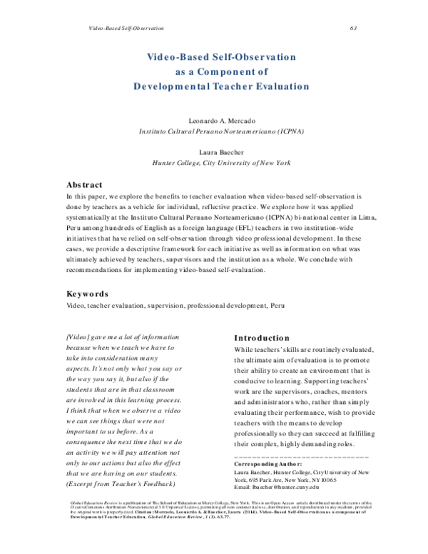 (PDF) Video-Based Self-Observation as a Component of Developmental ...
