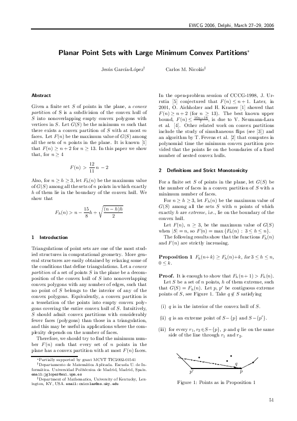 (PDF) Planar Point Sets with Large Minimum Convex Partitions Carlos
