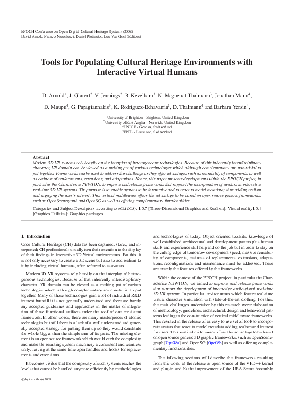 (PDF) Tools for populating cultural heritage environments with ...