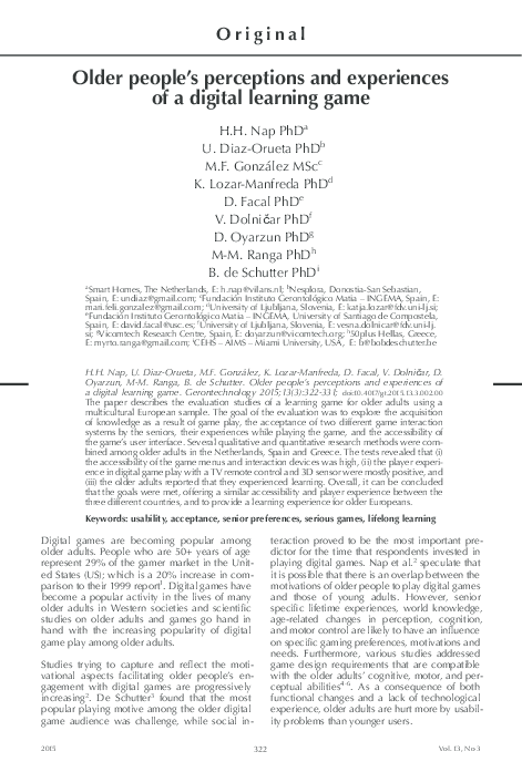 (PDF) Older people's perceptions and experiences of a digital learning game