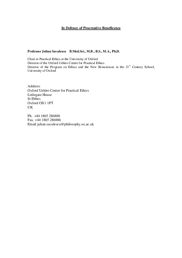 Procreative beneficence essay picture