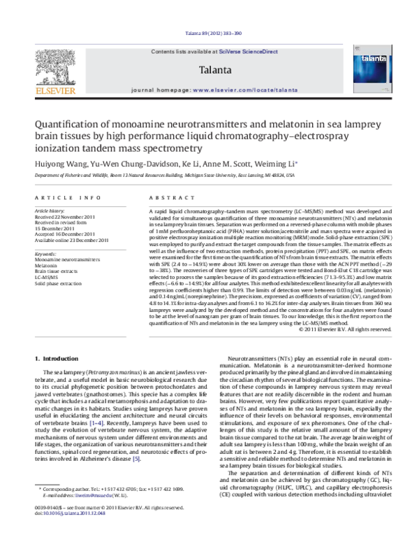 (PDF) Quantification of monoamine neurotransmitters and melatonin in ...