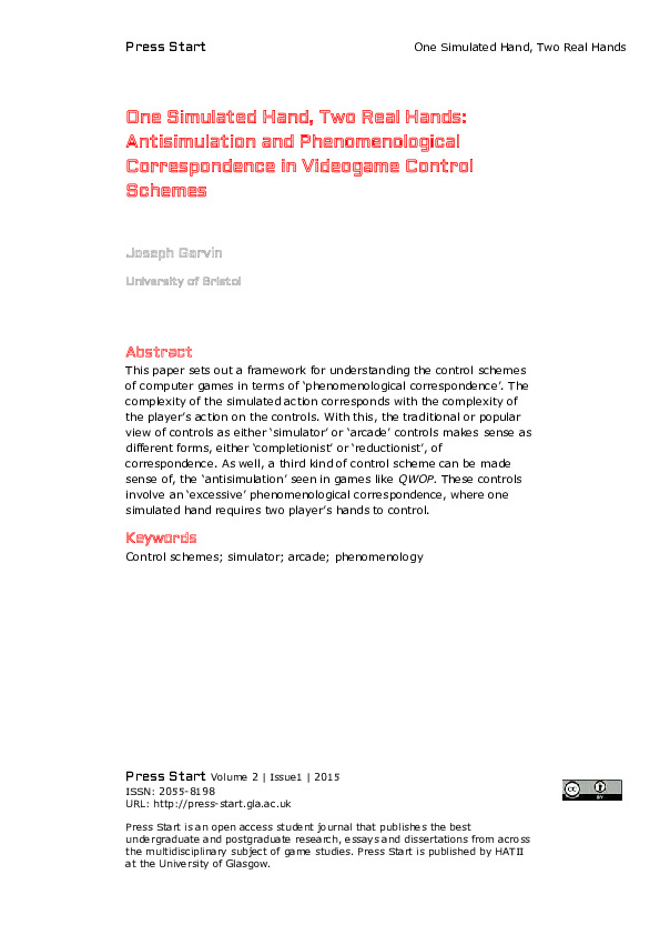 (PDF) One Simulated Hand, Two Real Hands: Antisimulation and ...