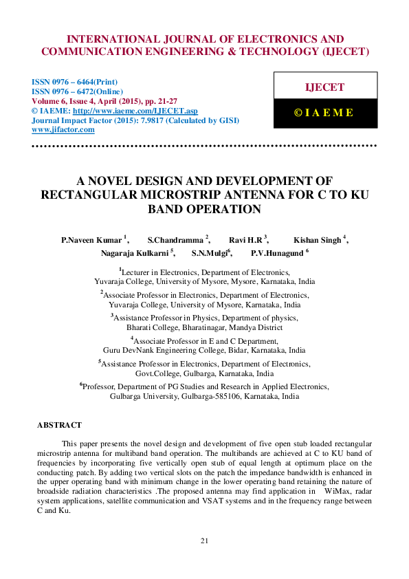 (PDF) A NOVEL DESIGN AND DEVELOPMENT OF RECTANGULAR MICROSTRIP ANTENNA ...