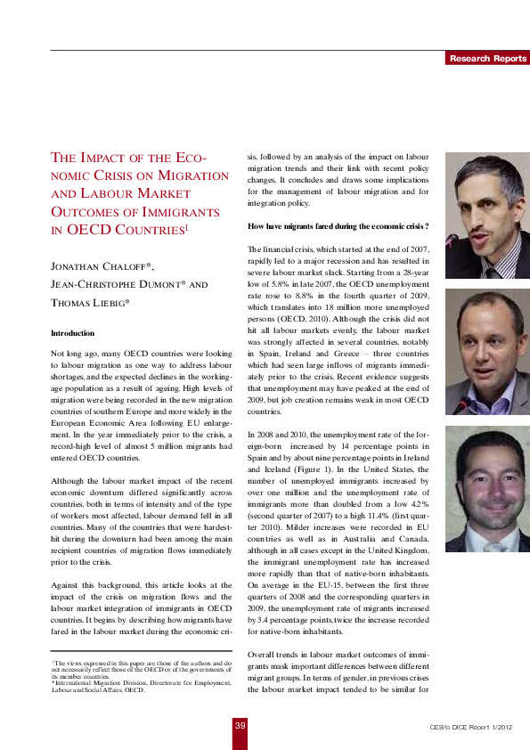 (PDF) The Impact of the Economic Crisis on Migration and Labour Market ...