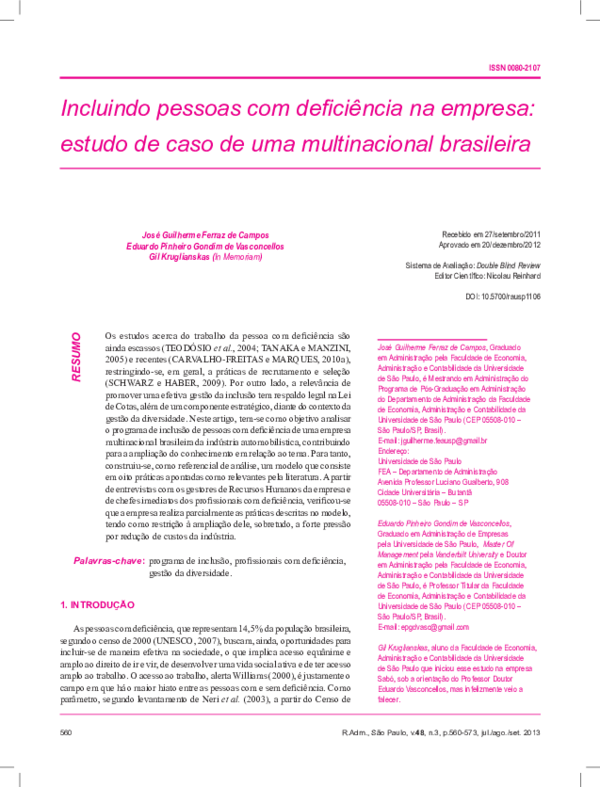 (PDF) Inclusion of people with disabilities in a company: case study of ...