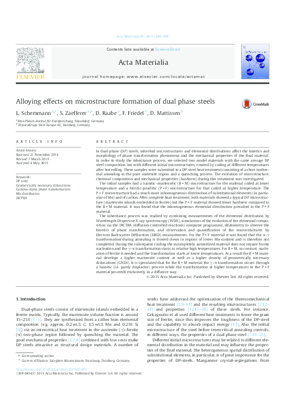 (PDF) Alloying effects on microstructure formation of dual phase steels