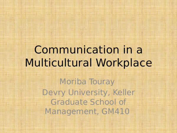 (PPT) Communication in a Multicultural Working Environment