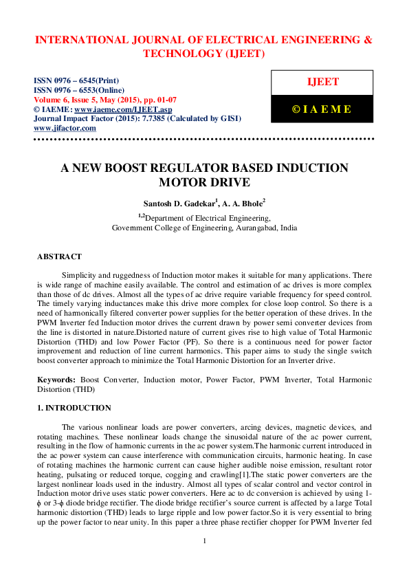 (PDF) A NEW BOOST REGULATOR BASED INDUCTION MOTOR DRIVE