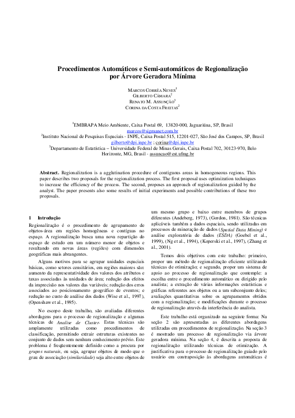 (PDF) Procedimentos Automáticos e Semiautomáticos de Regionalização