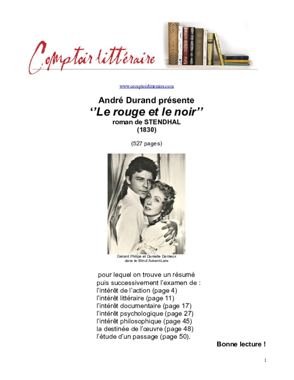 Doc 15 Stendhal Le Rouge Et Le Noir Allouani Kenza Academia Edu