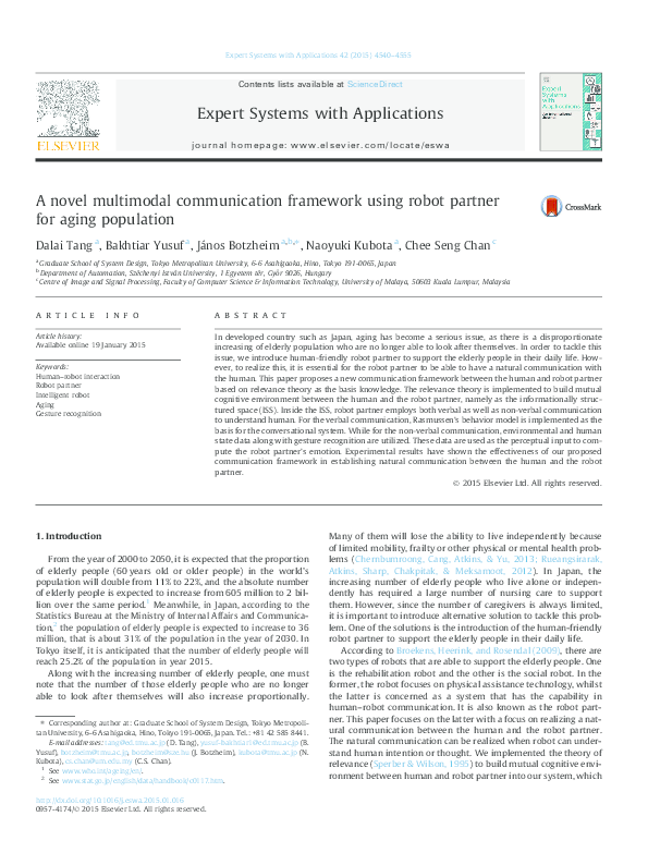 (PDF) A novel multimodal communication framework using robot partner ...