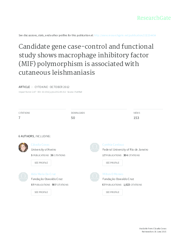 (PDF) Candidate gene case-control and functional study shows macrophage ...