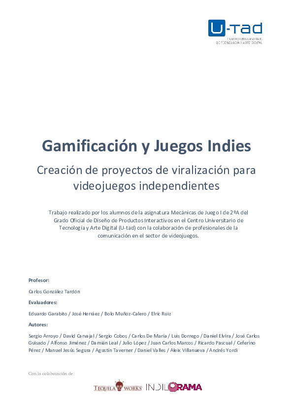 (PDF) Gamificación y Juegos Indies Creación de proyectos de viralización para videojuegos