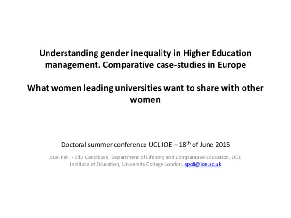 (PDF) Understanding gender inequality in Higher Education management ...