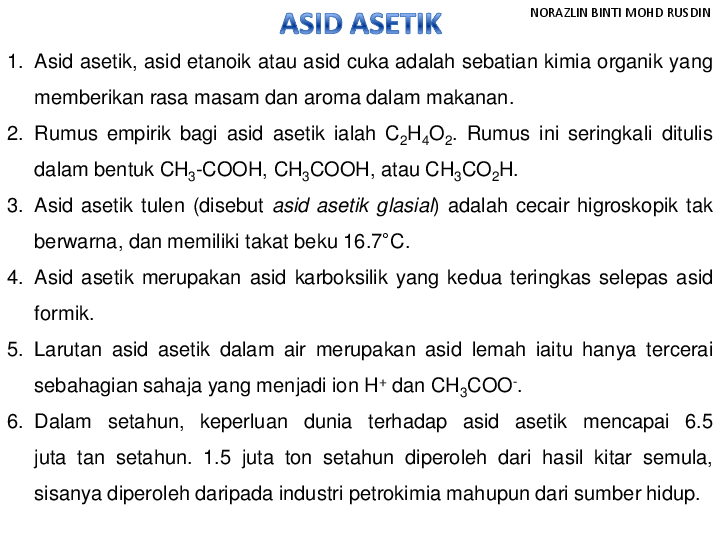 Pdf Asid Asetik Norazlin Mohd Rusdin Academia Edu
