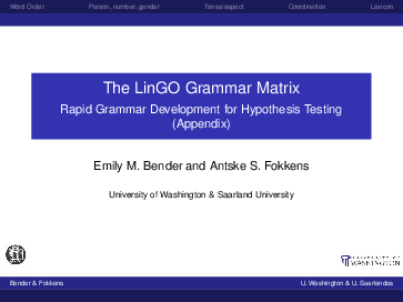 (PDF) The LinGO Grammar Matrix Rapid Grammar Development for Hypothesis ...