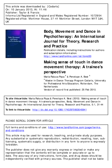 (PDF) Body, Movement and Dance in Psychotherapy: An International ...