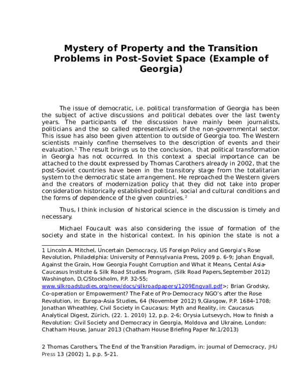 Doc Mystery Of Property And The Transition Problems In Post Soviet