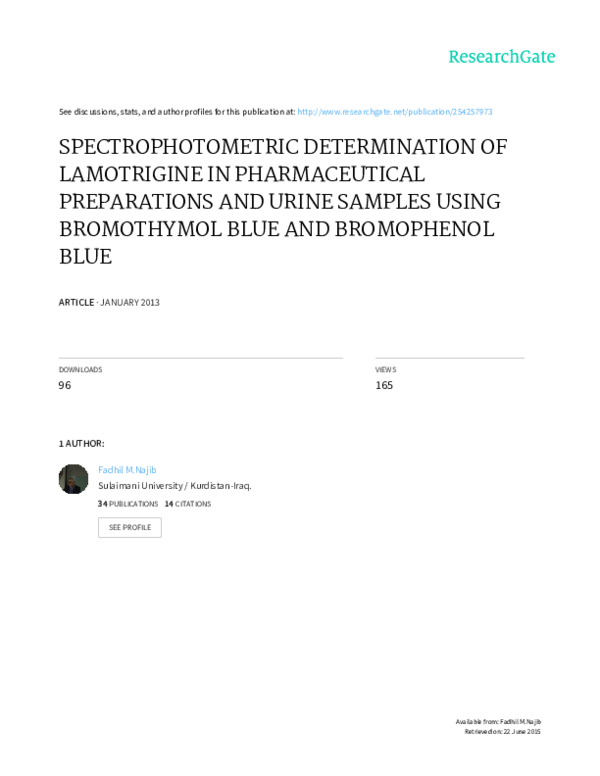 (PDF) spectrophotometric determination of LMT in pharmaceutical
