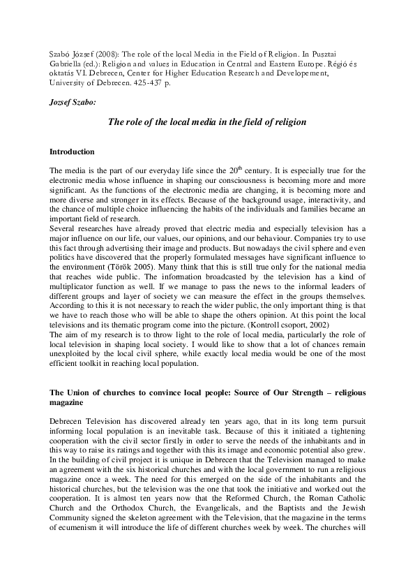 PDF) Mediatization Of Religion In The Ethiopian Mainstream Media.