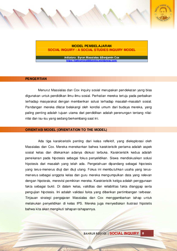 (PDF) MODEL PEMBELAJARAN SOCIAL INQUIRY : A SOCIAL STUDIES INQUIRY MODEL