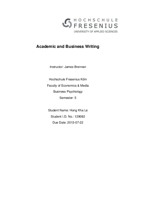 Academic and Business Writing