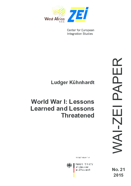 (PDF) WAI-ZEI Paper No. 21: World War I: Lessons Learned and Lessons ...